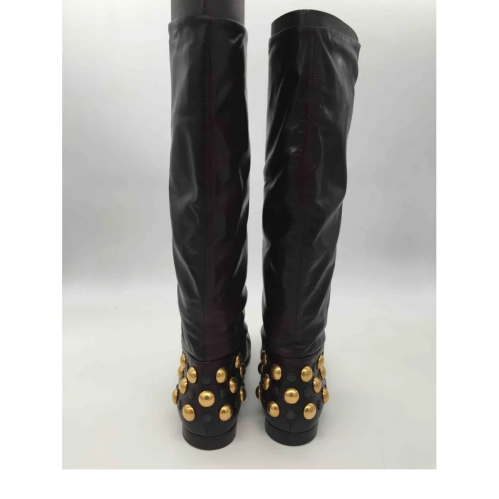 Gucci leather studded flat  boots